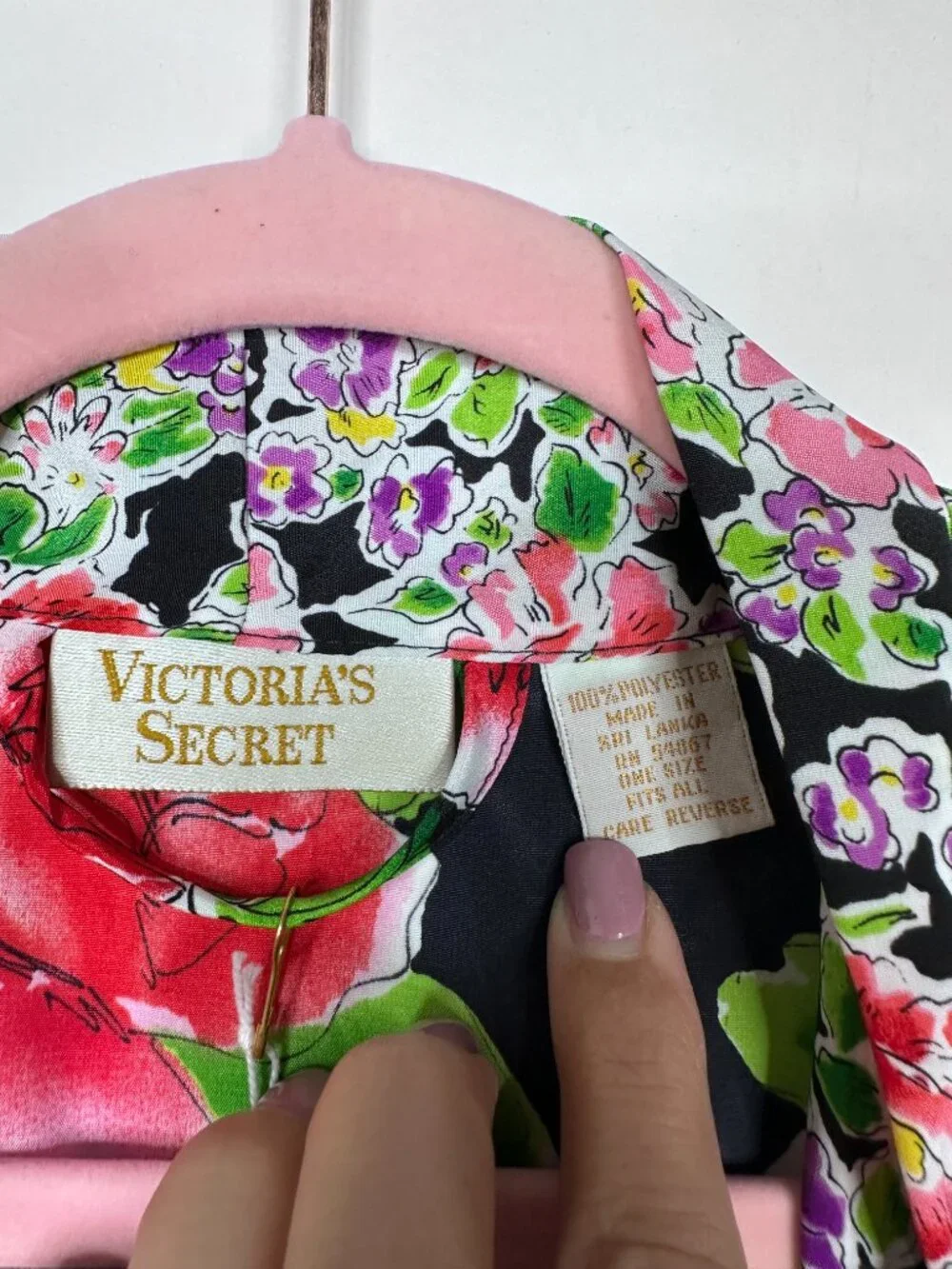 VTG Victoria's Secret Gold Label Floral Print Kimono Robe Belt One Size #A2634